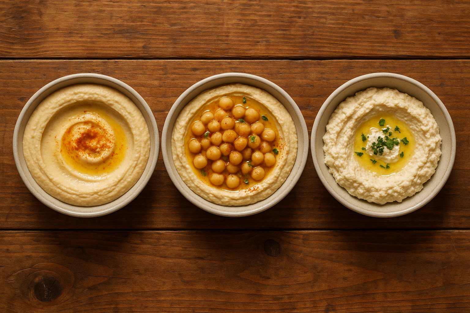 מסבחה לצד חומוס גרגירים וטחינה