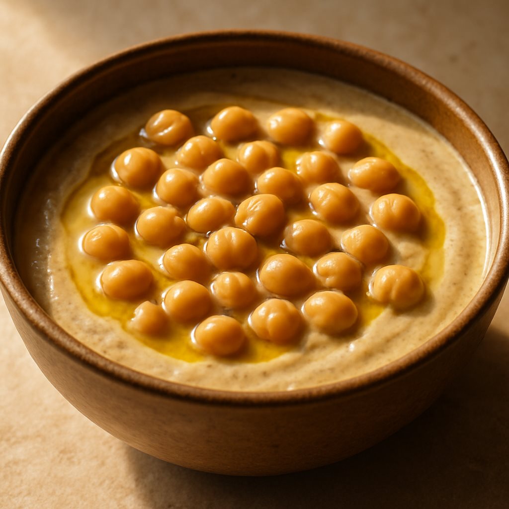 מנת מסבחה חמה עם גרגירים שלמים